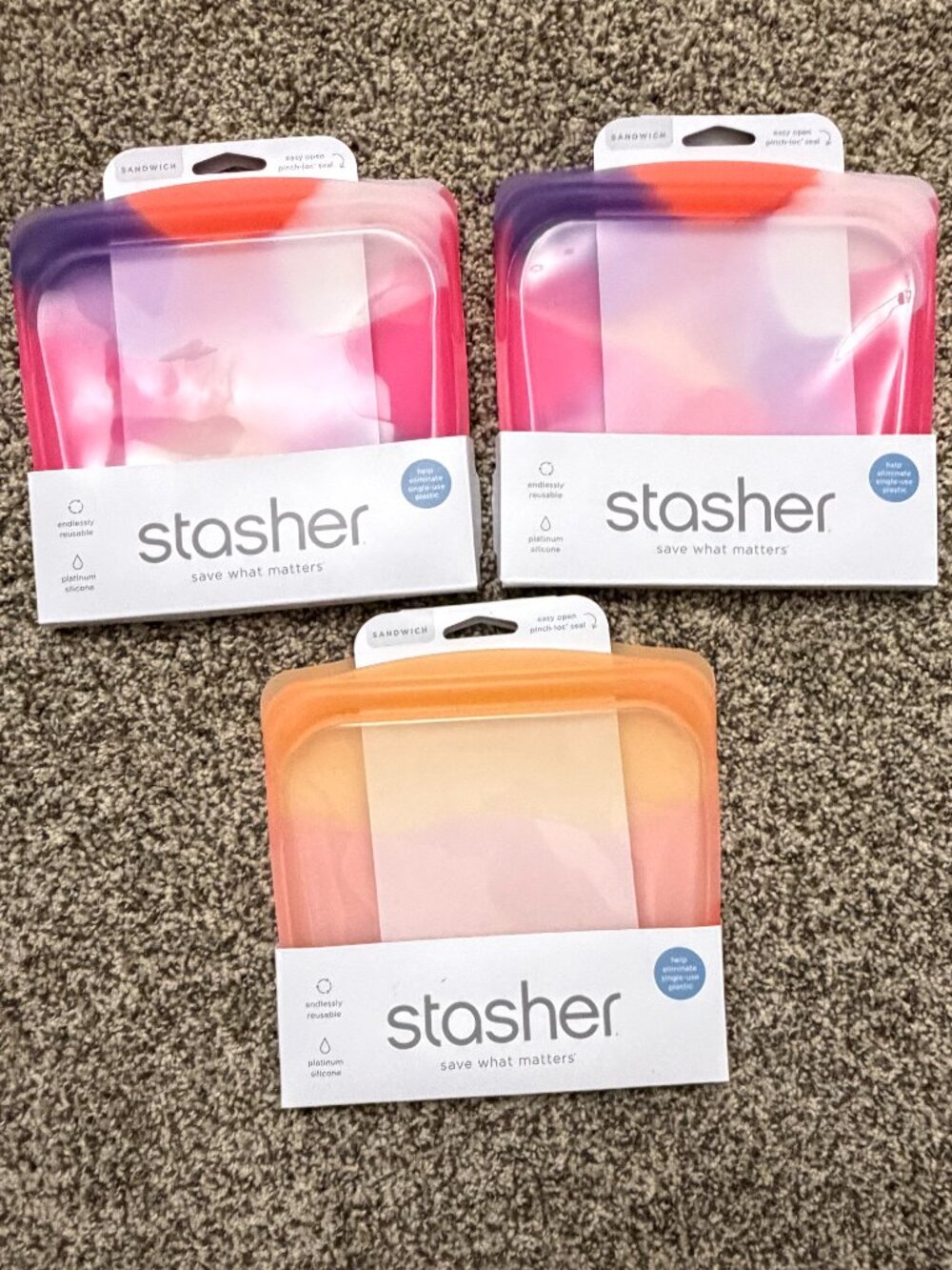 Stasher Multi-color 3pk - Brand new